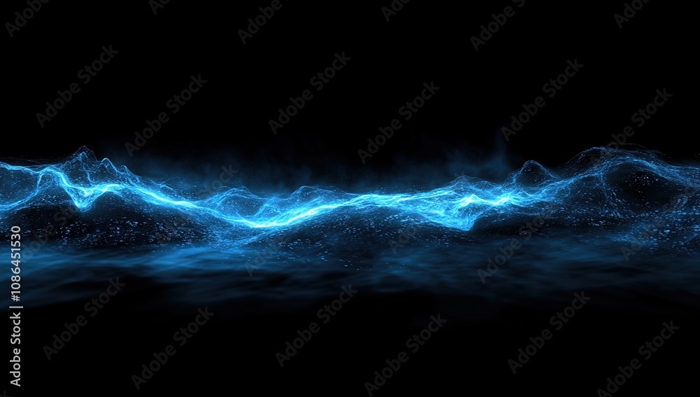 Abstract Blue Glowing Landscape: Digital Art Abstract Blue Glowing Landscape: Digital Art