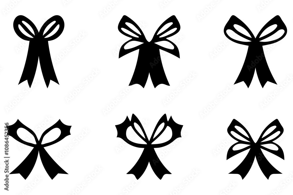 Simple Christmas Ribbon Illustration set design Simple Christmas Ribbon Illustration set design