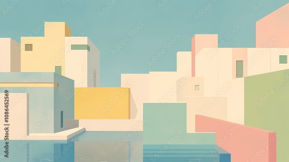 Retro pop art architecture geometric abstract illustration poster background Retro pop art architecture geometric abstract illustration poster background