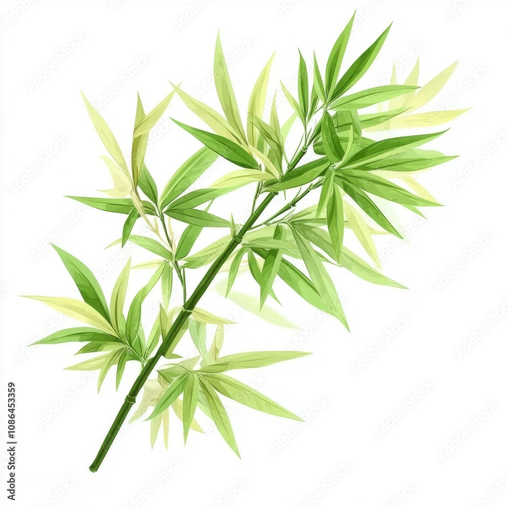 Lush Green Bamboo Leaves Isolated on White Background, Symbolizing Nature's Beauty and Tranquility, Perfect for Eco-Friendly Designs and Illustrations Lush Green Bamboo Leaves Isolated on White Background, Symbolizing Nature's Beauty and Tranquility, Perfect for Eco-Friendly Designs and Illustrations