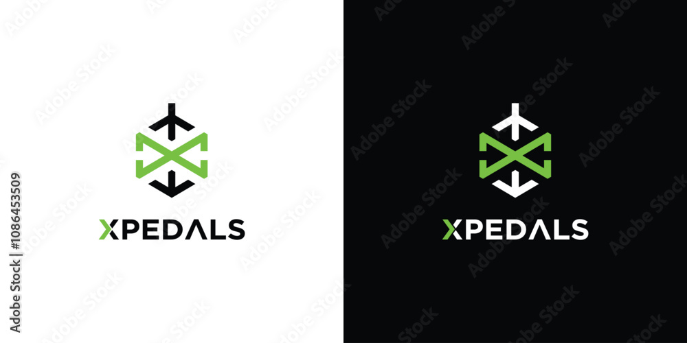 Unique and modern X pedal logo design for bicycle business