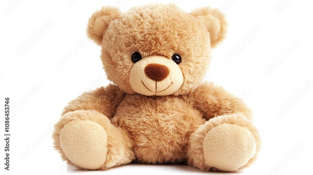 Adorable Light Brown Teddy Bear Sitting on White Background Adorable Light Brown Teddy Bear Sitting on White Background