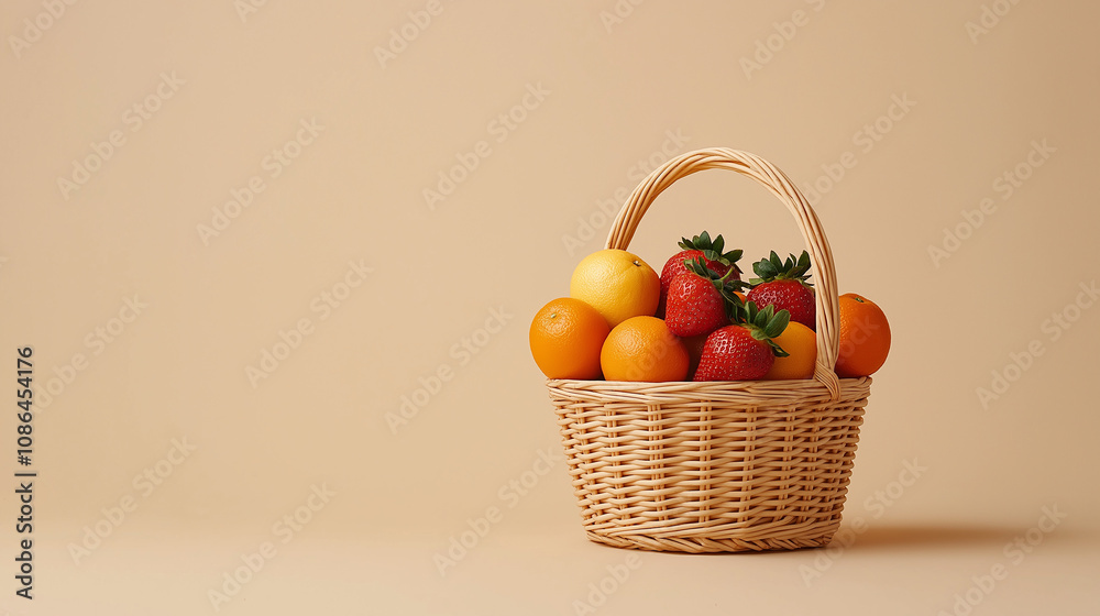 vibrant fruit basket filled with oranges and strawberries vibrant fruit basket filled with oranges and strawberries