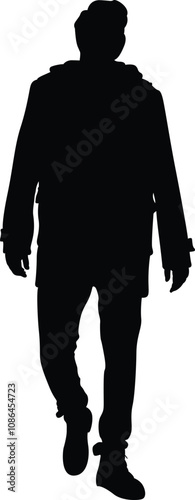 A man walking, pen tool cutting. accurate vector silhouette design. isolated on transparent background