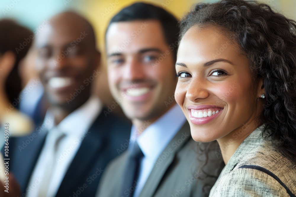 Group photo of a business conference, diverse professionals smiling, casual poses, networking success, business diversity Group photo of a business conference, diverse professionals smiling, casual poses, networking success, business diversity