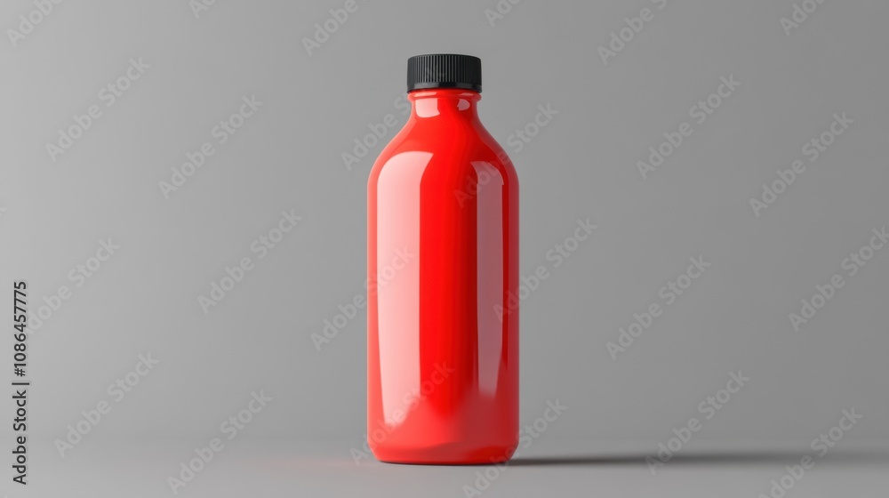 Juice Bottle Mockup - Red Plastic Bottle - 3D Illustration. Juice Bottle Mockup - Red Plastic Bottle - 3D Illustration.