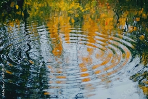 Ripples in a Pond Reflecting Autumn Colors