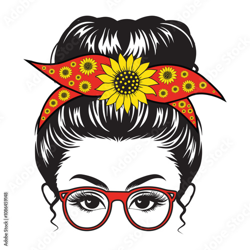 Mom Life Clipart Design with Messy Bun Hair Illustration Vector