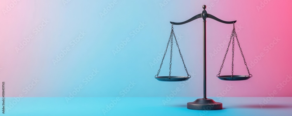 Trade war concept. Futuristic balance scales with tariffs as glowing weights, trade war, geopolitical strategy Trade war concept. Futuristic balance scales with tariffs as glowing weights, trade war, geopolitical strategy