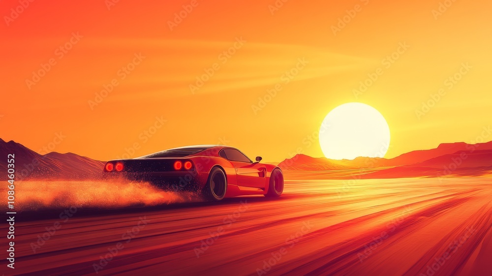 Fototapeta premium simple and minimal screen background UI for a car raceing game orange