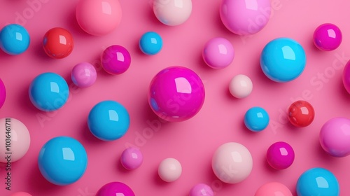 Colorful Abstract 3D Spheres Background Pink Blue Purple Modern Design