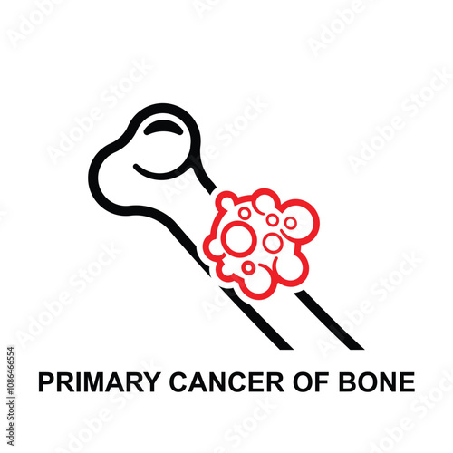 Bone cancer icon. Primary cancer of bone isolated on background vector illustration.