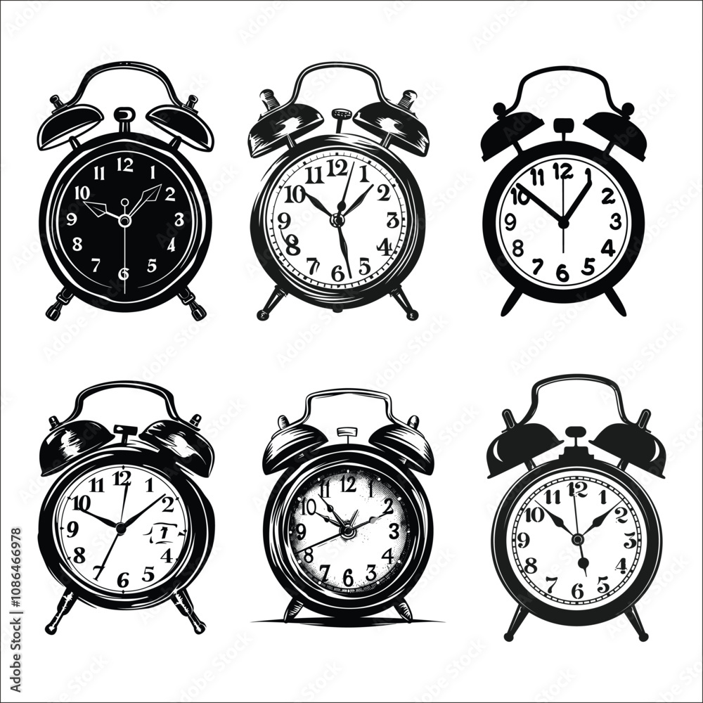 Alarm Clock Silhouette Bundle Set, Alarm Clock Silhouette, Clock Silhouette Alarm Clock Silhouette Bundle Set, Alarm Clock Silhouette, Clock Silhouette