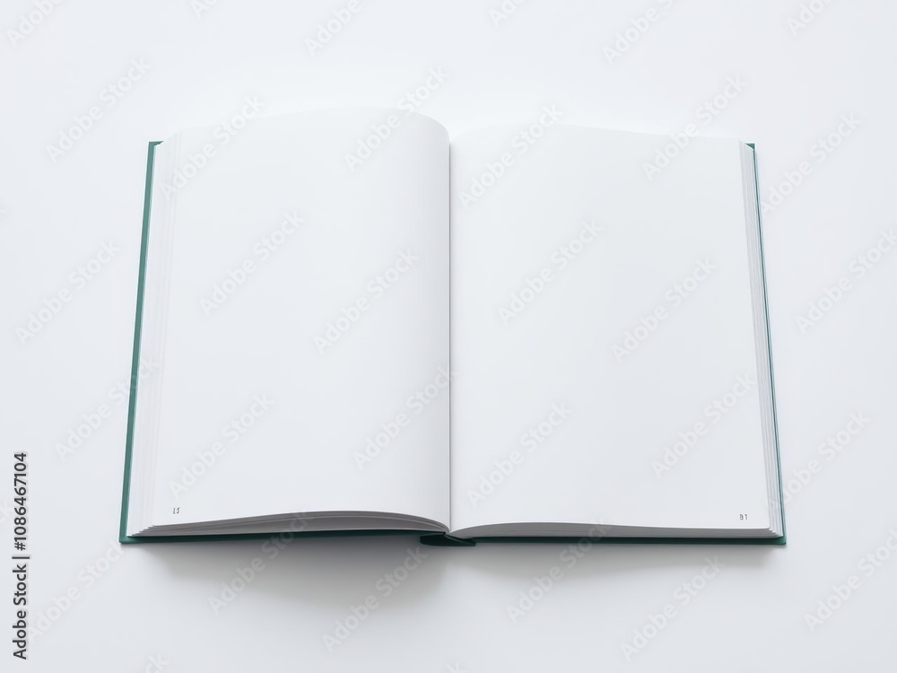 Empty pages of a blank notebook against a white background with a mockup of an open book, stationery, pages waiting Empty pages of a blank notebook against a white background with a mockup of an open book, stationery, pages waiting