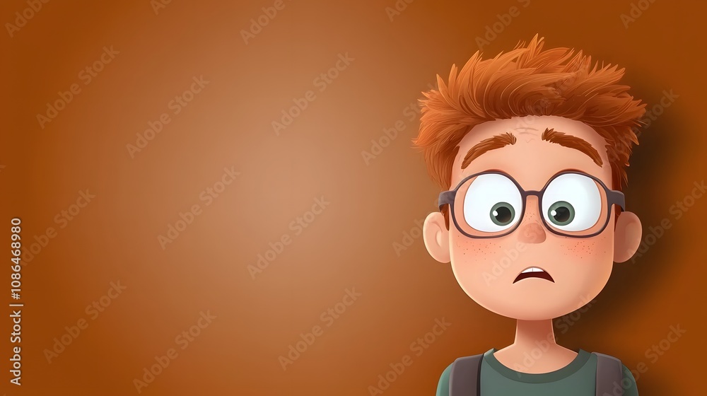 Curious Cartoon Boy with Backpack. Curious Cartoon Boy with Backpack.