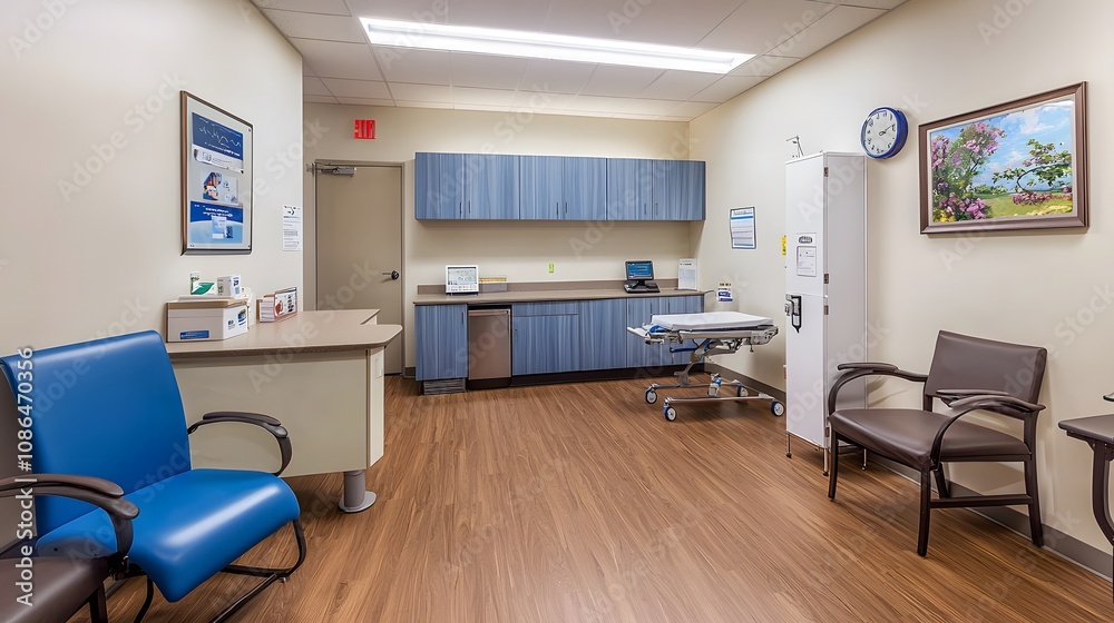 Patient waiting area hospital interior space medical environment wide angle comfort and care Patient waiting area hospital interior space medical environment wide angle comfort and care