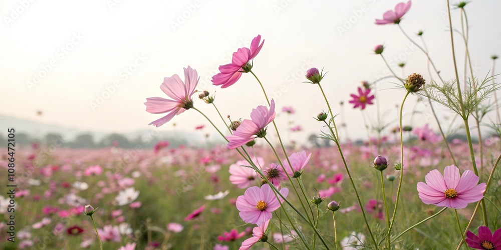 Delicate cosmos flower field with intricate details and soft colors, details, intricate, pastel Delicate cosmos flower field with intricate details and soft colors, details, intricate, pastel