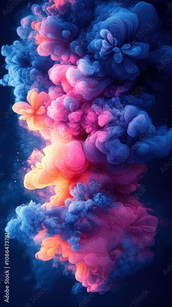 Obraz premium Colorful swirling clouds of smoke creating an abstract visual effect.