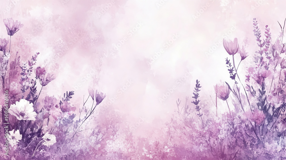 Fototapeta premium field of wildflowers in shades of pink, lavender, and white creates serene and dreamy atmosphere, perfect for backgrounds or artistic projects