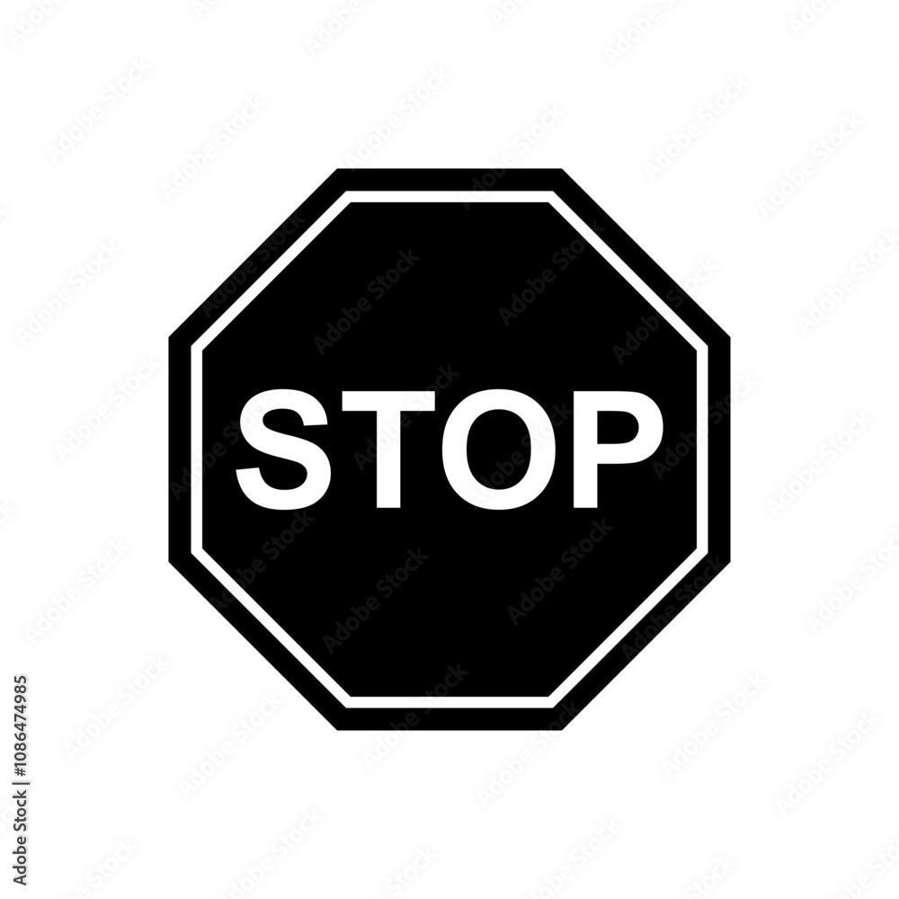 Vector icon of stop, no entry symbol flat design Vector icon of stop, no entry symbol flat design