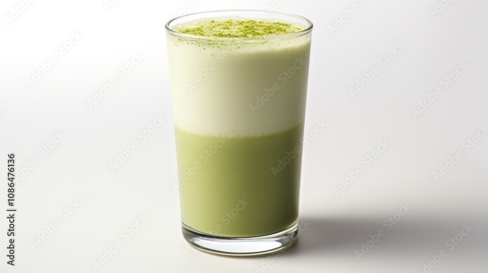 Creamy Layered Cold Matcha Latte in Soft Light Creamy Layered Cold Matcha Latte in Soft Light