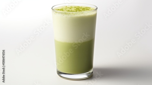 Creamy Layered Cold Matcha Latte in Soft Light