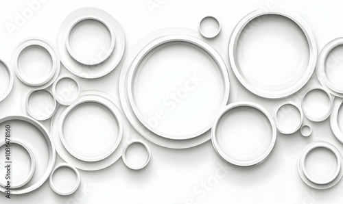 Abstract background with overlapping white circles creating a modern and minimalist design. Ideal for website banners, presentations, or digital art projects.