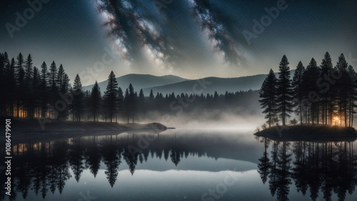 Milky Way Reflecting on a Calm Lake