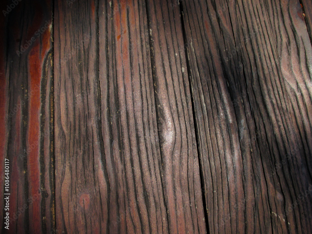 Brown old wooden plank background. clean and empty backdrop for design. wooden frame for mockup taking from above.