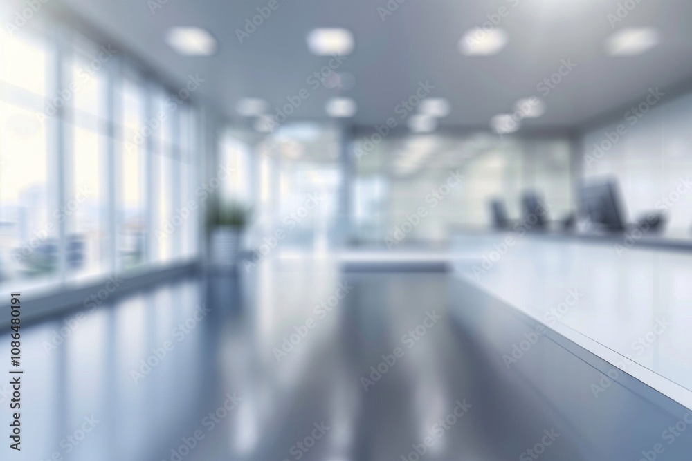 Fototapeta premium Softly Lit Modern Office Interior with Blurred Background