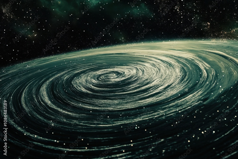 Fototapeta premium A swirling galaxy in space with stars.