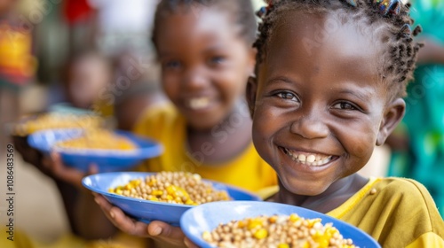 Battling hunger: African school kids finding joy in food photo