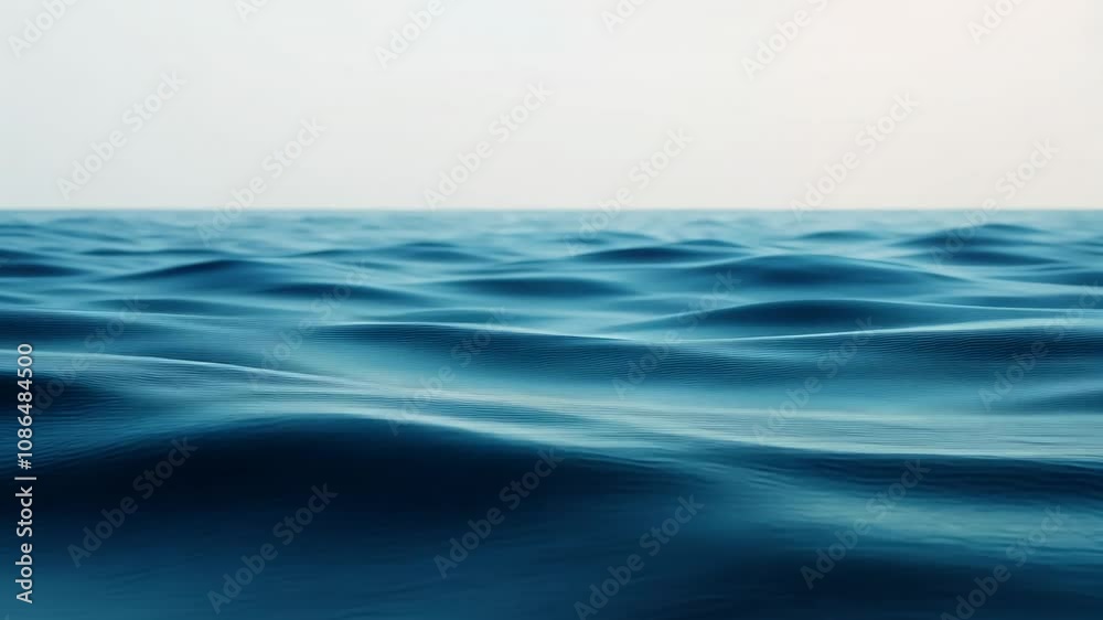 Serene ocean waves gracefully undulate under a gentle sky Serene ocean waves gracefully undulate under a gentle sky