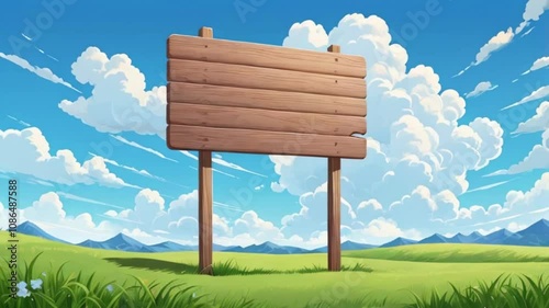 wooden sign on the meadow