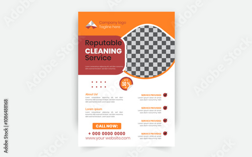 Modern Cleaning service agency editable flyer, leaflet, poster and home service, Housekeeping, wash, clean or home repair service marketing flyer
