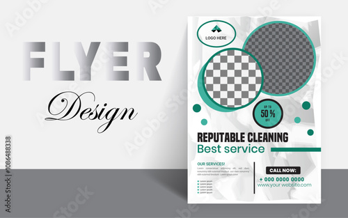 Modern Cleaning service agency editable flyer, leaflet, poster, and home service, Housekeeping, wash, clean or home repair service marketing flyer background print template design