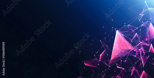 Abstract Gradient Network Connection Background in Blue and Pink