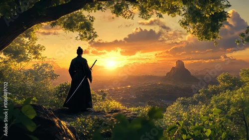 Samurai Sunset: A Warrior's Contemplation