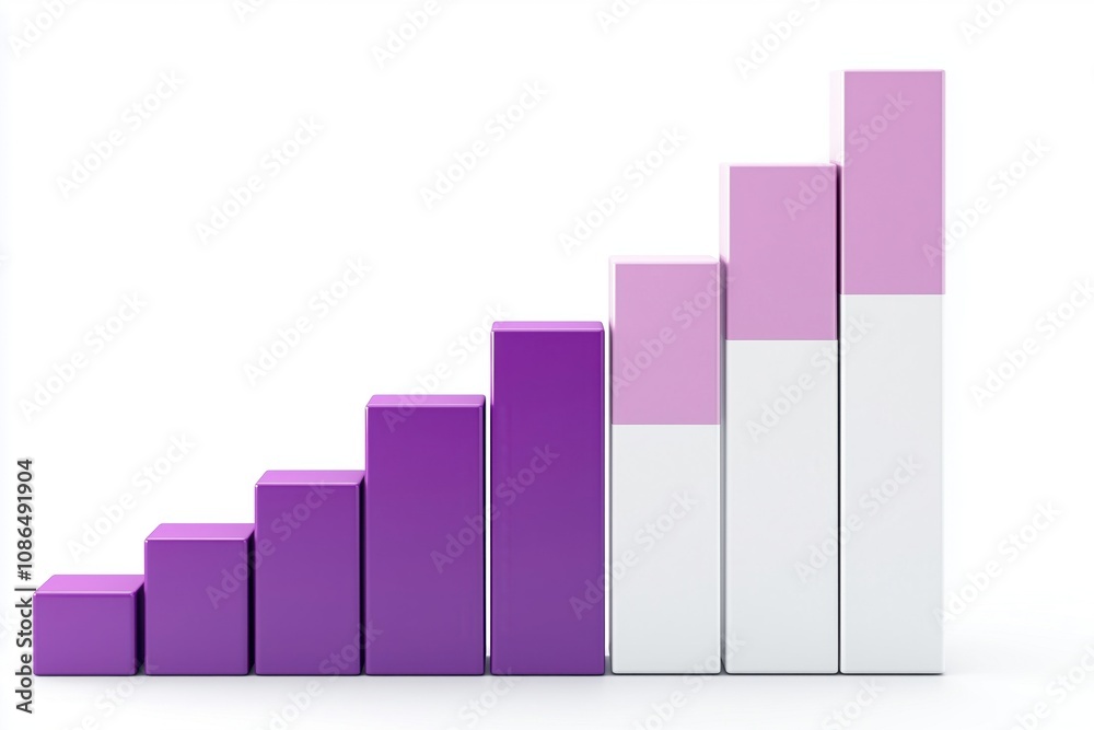 Colorful bar graph showcasing steady growth in a modern business environment, ideal for presentations and financial reports.
