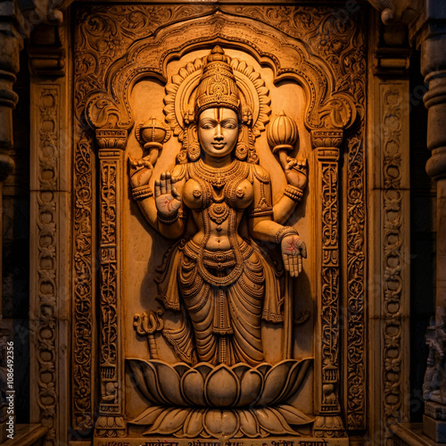 Close-up of a temple carvin...