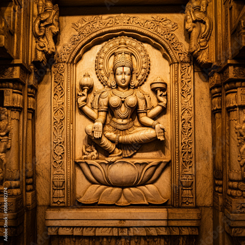 Intricate temple carving de...