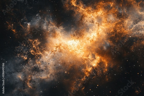 A vibrant nebula with swirling gas and dust in a dark space.