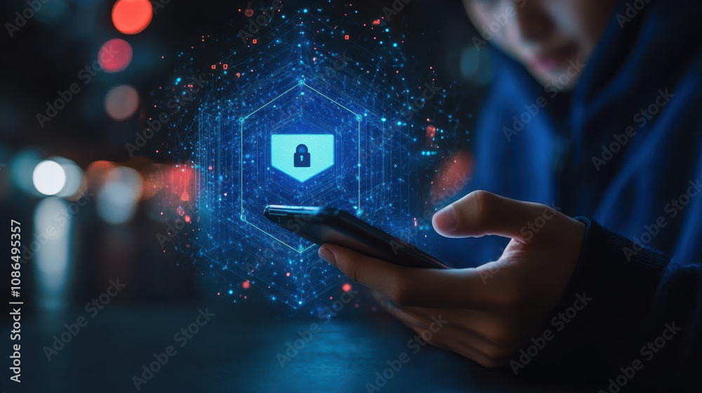 Fototapeta premium Data Protection and Cybersecurity Concept in Digital World