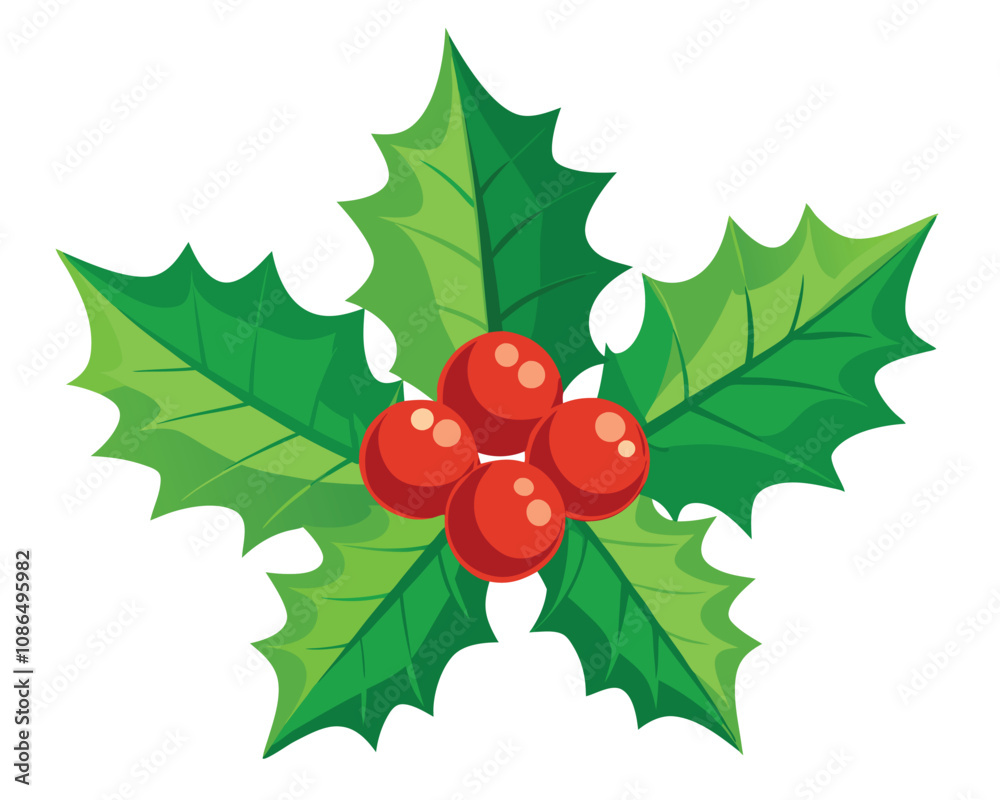 Christmas holly with red berries vector merry christmas leaves Christmas holly with red berries vector merry christmas leaves