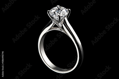 Stunning diamond engagement ring on a white background, featuring a delicate band that symbolizes love and commitment.