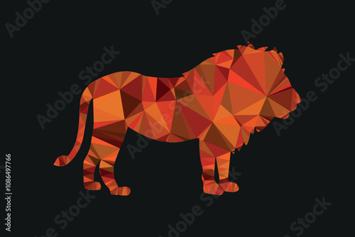 NFT design of lion, Low-poly lion in geometric art, symbolizing power, strength, and leadership. Modern digital design, NFT-ready, trending collectible art piece. Digital design, artwork.