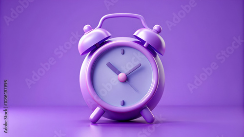 A 3d alarm clock icon with a purple watch design.