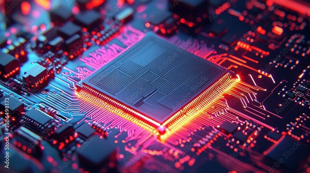 High Tech Circuit Board Microchip Electronics Technology Engineering