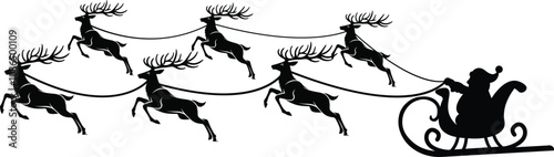vector illustration of Santa clause  riding reindeer sleigh against white background, Christmas celebration concept