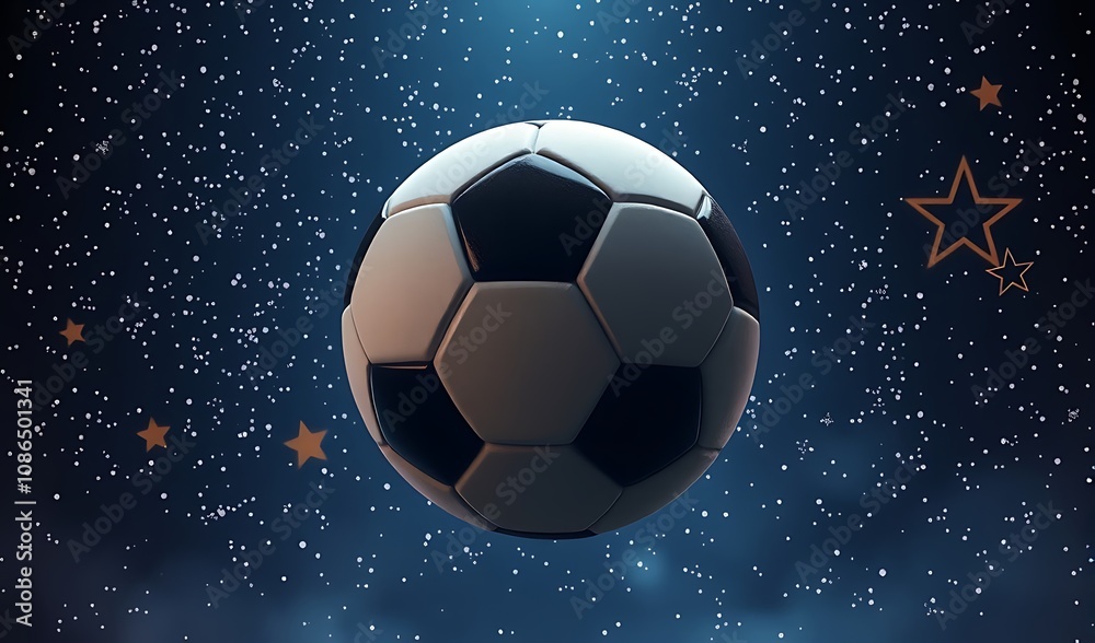 Fototapeta premium Soccer Ball Under a Starry Sky. AI Generated